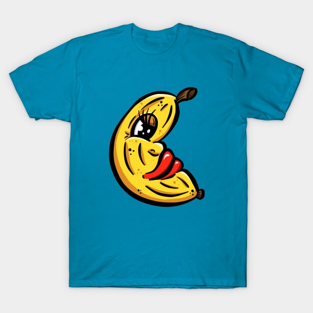 Lady Banana Cartoon Peel Character Yellow T-Shirt by Squeeb Creative